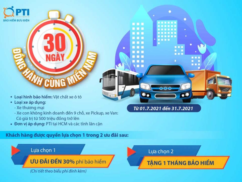 PTI ưu đãi cho khách hàng tham gia bảo hiểm vật chất xe ô tô