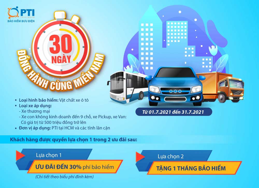 PTI ưu đãi cho khách hàng tham gia bảo hiểm vật chất xe ô tô
