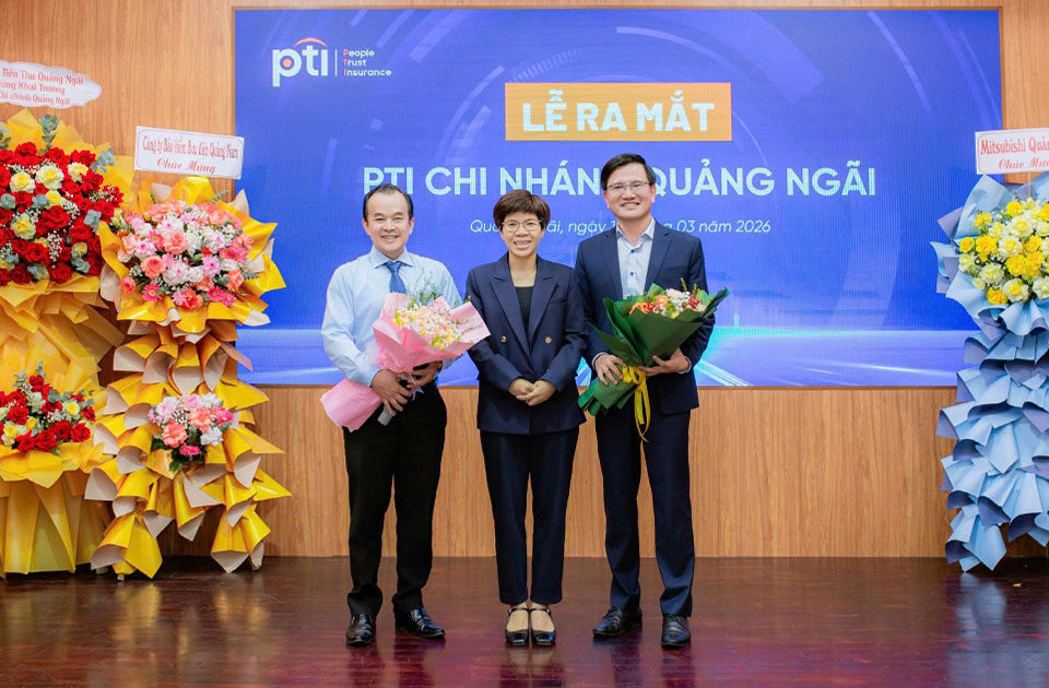 Tổng Công ty Bảo hiểm Bưu điện PTI ra mắt Chi nhánh PTI Quảng Ngãi, mở rộng mạng lưới bảo hiểm tại miền Trung, nâng cao năng lực phục vụ và mang giải pháp bảo hiểm toàn diện đến khách hàng.